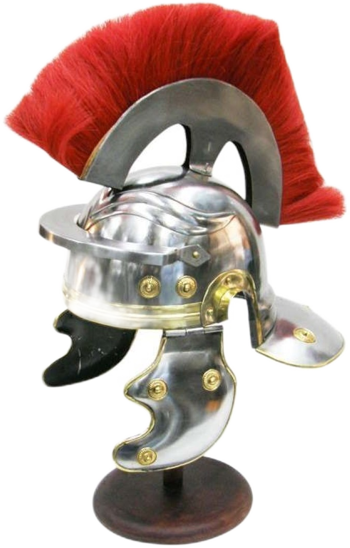 Roman centurion helmet with red crest
