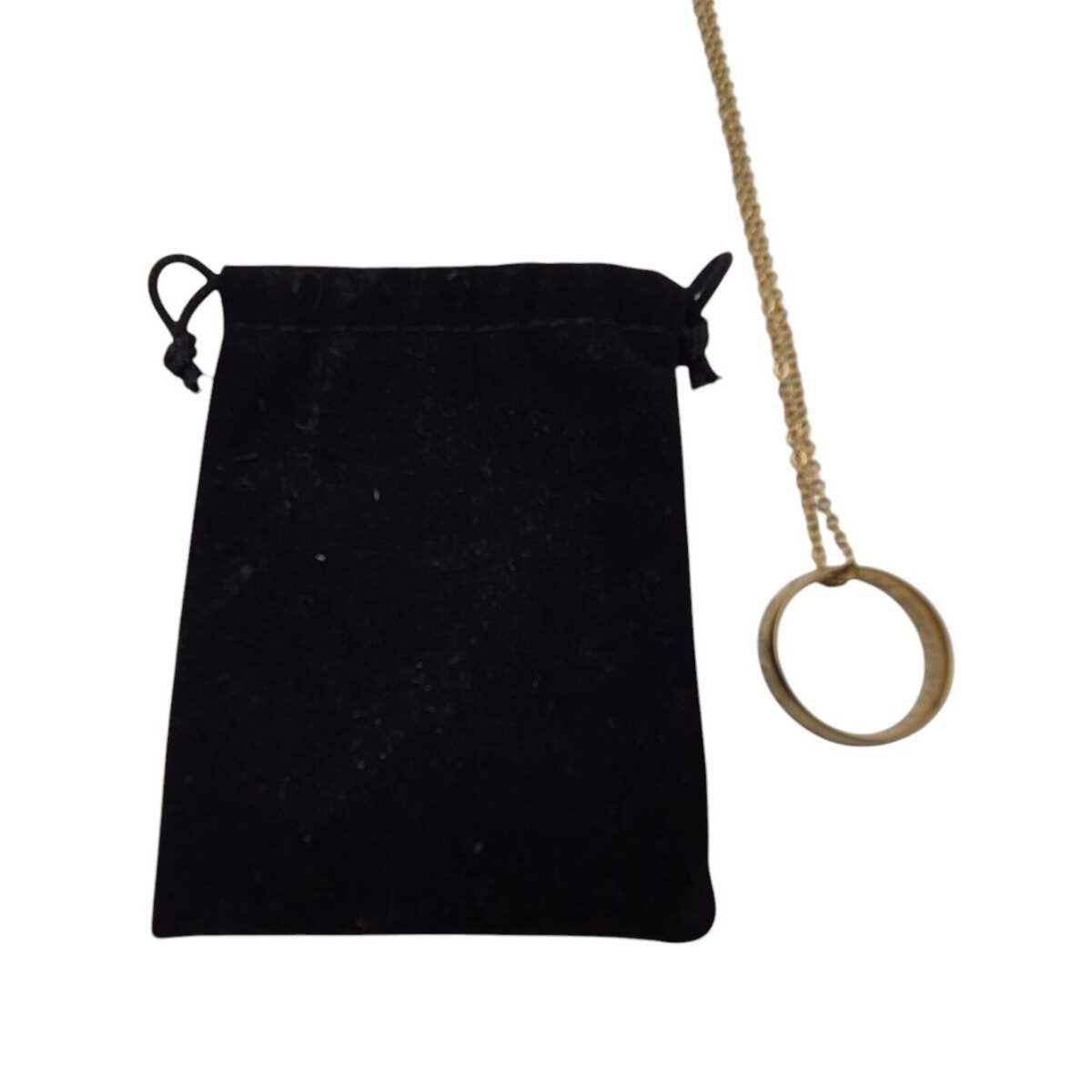 Necklace with ring pendant in a velvet pouch
