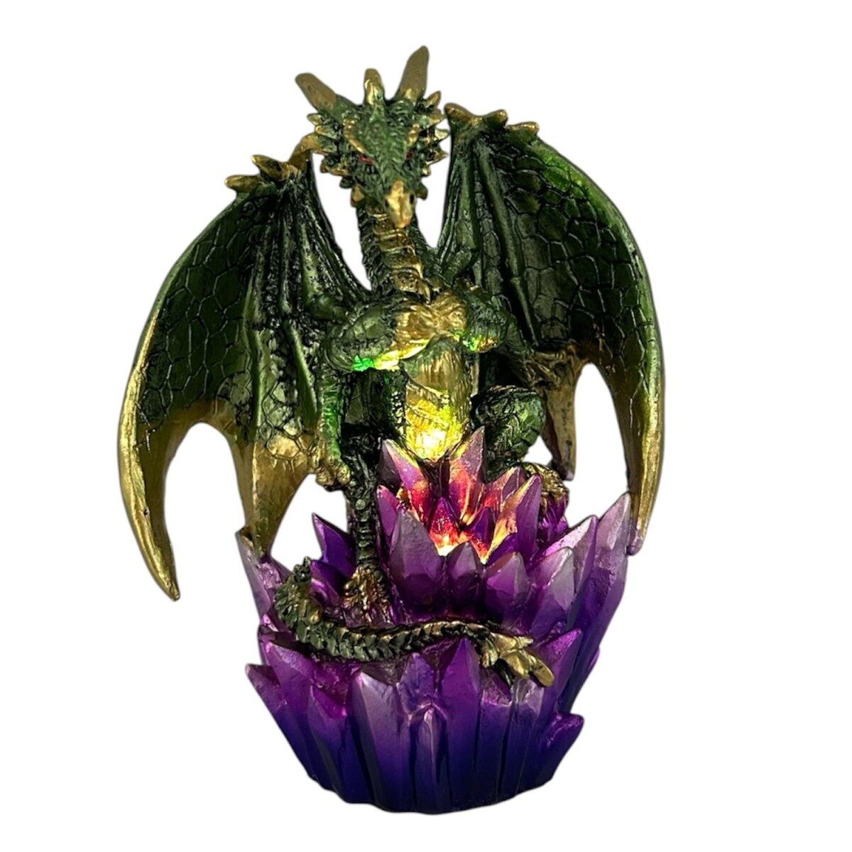 Green dragon on crystals with LED light