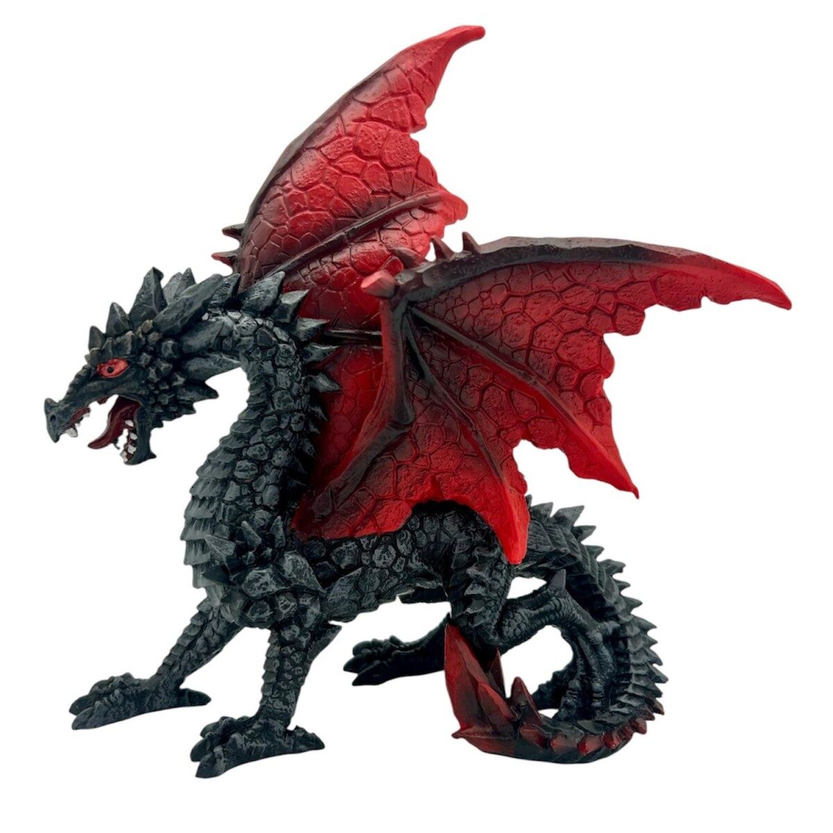 Grey and red guardian dragon, resin figurine