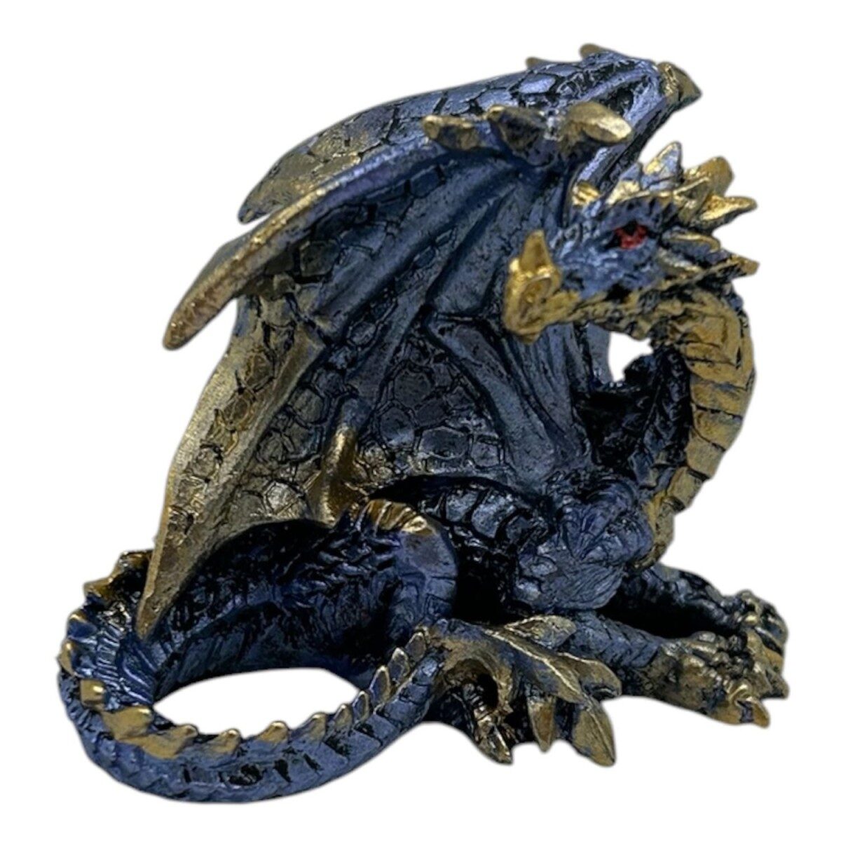 Seated blue resin dragon