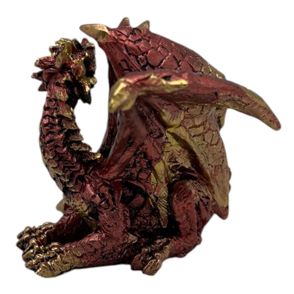 Seated red dragon, resin figurine